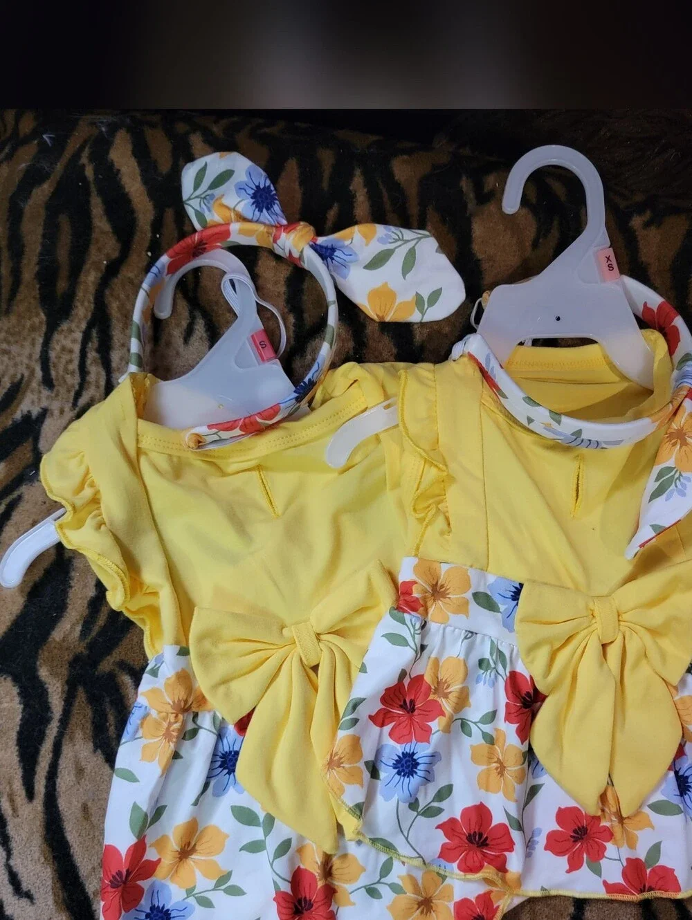 Pet Dress Dog Ir Cat Yellow Floral W Headband New Xs or Sm. Ea.